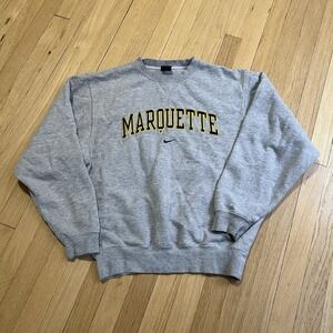 Vintage Marquette University Nike Sweater Mens Small Gray Center Swoosh Crewneck